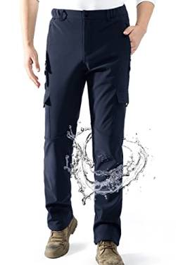 AOLI RAY Herren Wanderhose Wasserdicht Gefüttert Outdoorhose Skihose Trekkinghose Winddicht Warm Softshellhose mit 6 Taschen für viele Outdoor-Aktivitäten Dunkelblau S von AOLI RAY