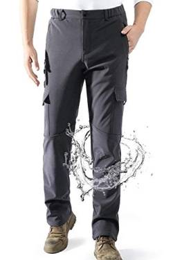 AOLI RAY Herren Wanderhose Wasserdicht Gefüttert Outdoorhose Skihose Trekkinghose Winddicht Warm Softshellhose mit 6 Taschen für viele Outdoor-Aktivitäten Grau 3XL von AOLI RAY