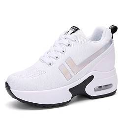 AONEGOLD® Damen Keilabsatz Sneakers Sportschuhe Wedges Turnschuhe Freizeit Schuhe(Weiß-1298,40 EU) von AONEGOLD