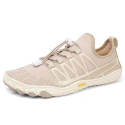 AONEGOLD Barfußschuhe Damen Herren Wasserschuhe Badeschuhe Sommer Strandschuhe Surfschuhe Schwimmschuhe Aquaschuhe Fitnessschuhe mit rutschfest Sohle Zehenschuhe Schnell Trocknend(Khaki,Größe 37) von AONEGOLD