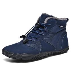 AONEGOLD Barfußschuhe Winter Damen Herren Traillaufschuhe Warm Gefüttert Winterschuhe Outdoor rutschfeste Wasserdicht Barfussschuhe(Blau,Größe 39) von AONEGOLD