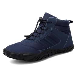 AONEGOLD Barfußschuhe Winter Herren Damen Wasserdicht Traillaufschuhe Warm Gefüttert Winterschuhe Unisex Outdoor rutschfeste Winterstiefel(Blau,Größe 45) von AONEGOLD