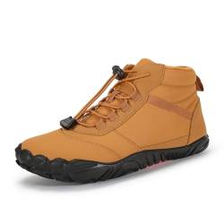 AONEGOLD Barfußschuhe Winter Herren Damen Wasserdicht Traillaufschuhe Warm Gefüttert Winterschuhe Unisex Outdoor rutschfeste Winterstiefel(Gelb,Größe 41) von AONEGOLD