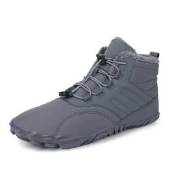 AONEGOLD Barfußschuhe Winter Herren Damen Wasserdicht Traillaufschuhe Warm Gefüttert Winterschuhe Unisex Outdoor rutschfeste Winterstiefel(Grau,Größe 38) von AONEGOLD