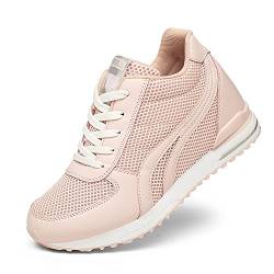 AONEGOLD Damen Sneakers Wedges Keilabsatz 8cm Sportschuhe Atmungsaktive Mesh Laufschuhe Outdoor Freizeitschuhe Turnschuhe(Pink,37EU) von AONEGOLD