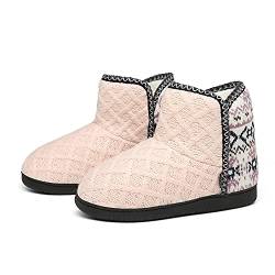 AONEGOLD Hausschuhe Damen Herren Hausstiefel Warm rutschfest Winter Hüttenschuhe Plüsch Pantoffeln Stiefel Outdoor/Indoor(Rosa-8870,40/41EU) von AONEGOLD