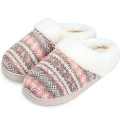 AONEGOLD Hausschuhe Damen Winter Warme Plüsch Pantoffeln Bequem Memory Foam Slippers Unisex Indoor Outdoor rutschfeste Slippers(Rosa,Größe 38-39) von AONEGOLD