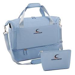 AONEGOLD Reisetasche Groß Damen Weekender Handgepäck mit Nassfach Schuhfach Faltbare Reisetasche Kapazität Sporttasche Travel Bag (Blau) von AONEGOLD