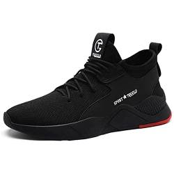 AONEGOLD Sicherheitsschuhe Arbeitsschuhe für Herren und Damen Stahlkappe Schutzschuhe Turnschuhe Atmungsaktiv rutschfeste Sneaker (Schwarz,39 EU) von AONEGOLD