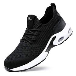 AONEGOLD Sicherheitsschuhe Herren Damen Leicht Arbeitsschuhe Atmungsaktiv Sportlich Schutzschuhe mit Stahlkappe rutschfeste Arbeitsturnschuhe(Schwarz,39 EU) von AONEGOLD