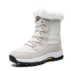 AONEGOLD Winterstiefel Damen Warm gefütterte Wasserdicht Schneestiefel Trekkingschuhe Outdoor Stiefel Schuhe(Beige,40 EU) von AONEGOLD