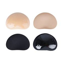 AONER 2 Paar BH Insert Pads (Schwarz + Hautfarbe) Silikon Breast Enhancer Push Up Bra Einlagen Brust Vergrößerung für Badeanzug und Bikini, -, - von AONER