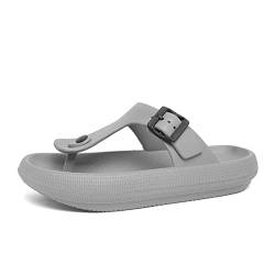 AONETIGER Badelatschen Herren Flip Flops Zehentrenner Damen Rutschfeste Dicke Sohle Badeschuhe Weich Strand Sandalen Schlappen Cozy Slides(Grau,47EU) von AONETIGER