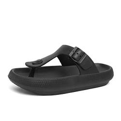 AONETIGER Badelatschen Herren Flip Flops Zehentrenner Damen Rutschfeste Dicke Sohle Badeschuhe Weich Strand Sandalen Schlappen Cozy Slides(Schwarz,39EU) von AONETIGER