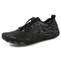 AONETIGER Badeschuhe Herren Wasserschuhe Damen Strandschuhe Sommer Atmungsaktiv Barfußschuhe rutschfeste Schwimmschuhe Surfschuhe Aquaschuhe Fitnessschuhe(8023 Schwarz,37EU) von AONETIGER