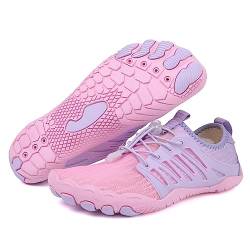 AONETIGER Badeschuhe Herren Wasserschuhe Damen Strandschuhe Sommer Atmungsaktiv Barfußschuhe rutschfeste Schwimmschuhe Surfschuhe Aquaschuhe Fitnessschuhe(818 Rosa,39EU) von AONETIGER