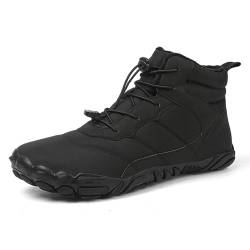 AONETIGER Barfußschuhe Winter Damen Herren Winterstiefel Gefüttert Warm Winterschuhe Wasserdicht Bequem Schneestiefel Rutschfeste Barfuss Schuhe(656 Schwarz,42EU) von AONETIGER