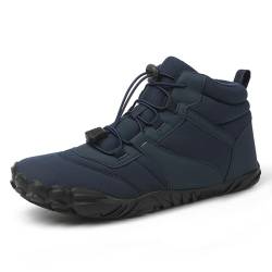 AONETIGER Barfußschuhe Winter Damen Herren Winterstiefel Gefüttert Warm Winterschuhe Wasserdicht Bequem Schneestiefel Rutschfeste Barfuss Schuhe(688 Blau,37EU) von AONETIGER