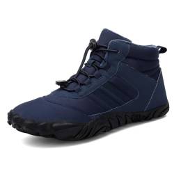 AONETIGER Barfußschuhe Winter Damen Herren Winterstiefel Gefüttert Warm Winterschuhe Wasserdicht Bequem Schneestiefel Rutschfeste Barfuss Schuhe(90003 Blau,35EU) von AONETIGER