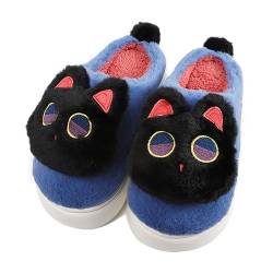 AONETIGER Hausschuhe Damen Winter Warme Flauschige Hausschuhe Plüsch Herren Pantoffeln Bequeme Kunstpelz Gefüttert Rutschfeste Slippers(40/41EU,6318 Blau) von AONETIGER