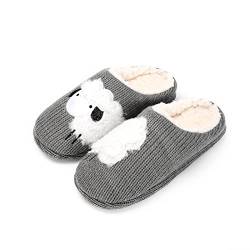 AONETIGER Hausschuhe Damen Winter Warme Flauschige Hausschuhe Plüsch Herren Pantoffeln Bequeme Kunstpelz Gefüttert Rutschfeste Slippers(40/41EU,Weißes Schaf) von AONETIGER