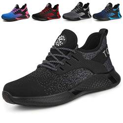 AONETIGER Sicherheitsschuhe Herren Damen Leicht Arbeitsschuhe Stahlkappe Sportlich Schutzschuhe Atmungsaktiv rutschfest Schuhe Sneaker(Größe 40,Schwarz) von AONETIGER