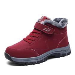 AONETIGER Winterschuhe Damen Herren Winterstiefel Gefüttert Wasserdicht Schneestiefel Warme Bequem Schneeschuhe Rutschfeste Baumwollschuhe(519 Rot,40EU) von AONETIGER