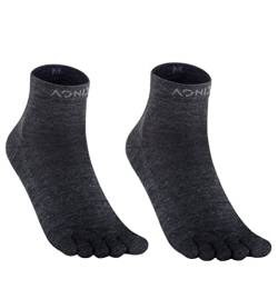 AONIJIE Damen und Herren Athletische Sportsocken, zum Laufen Marathon F¨¹nf Finger Socken(M 39-42,E# 2 Paar-Viertelhoch) von AONIJIE