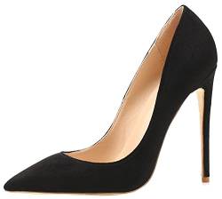 AOOAR Damen High Heel Klassische Abendschuhe Schwarz Wildleder Pumps EU 38 von AOOAR