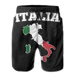 AOOEDM Badeshorts für Herren, Badehose mit Italien-Kartenflagge, schnell trocknend, für Sommer, Surfen, Strand, Shorts mit Tasche mit Kordelzug von AOOEDM