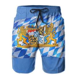 AOOEDM Bavaria Badehose mit bayerischer Flagge, schnell trocknend, Boardshorts mit Mesh-Futter, Strandshorts, Bedruckte Shorts, Bademode von AOOEDM
