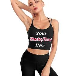 AOOEDM Benutzerdefinierte Damen-Crop-Tops mit Foto/Text/Logo, personalisierte Sport-BHS, Yoga-Top, Workout-Tanktops für Frauen und Mädchen von AOOEDM