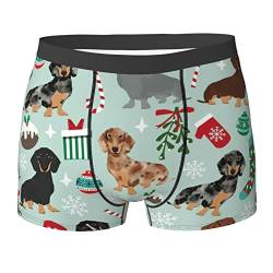 AOOEDM Dackel-Muster, Weihnachtsunterwäsche, atmungsaktive Boxershorts für Herren, weiche Shorts, Bequeme Bedruckte Unterwäsche von AOOEDM