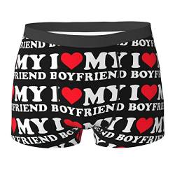 AOOEDM I Love My Boyfriend 2 Unterwäsche, atmungsaktive Boxershorts für Herren, weiche Shorts, Bequeme Bedruckte Unterwäsche von AOOEDM