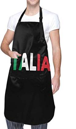 AOOEDM Italien Italien Italienische Flagge Küchenschürze Verstellbare Kochschürze mit Tasche für Damen Herren von AOOEDM
