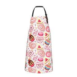 AOOEDM Niedliche Donut- und Cupcake-Schürze, verstellbare Schürzen mit 2 Taschen für Damen und Herren, wasserdichte Schürze für die Küche, Malerei, Gartenarbeit von AOOEDM