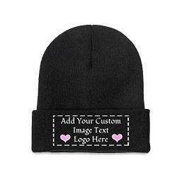 AOOEDM Personalisierte Beanie benutzerdefinierte Hüte für Männer Frauen benutzerdefinierte Text/Foto Stricken Cuffed Beanie Skull Cap von AOOEDM