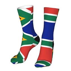 AOOEDM Sportsocken mit südafrikanischer Flagge, verrückt gemusterte, lustige, dicke Crew-Socken über der Wadenröhre von AOOEDM