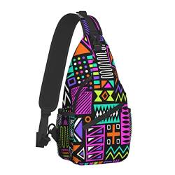 African Ethnic Tribal Style Motive Brusttaschen Crossbody Sling Bag Reise Wanderrucksack Lässiger Schulter-Tagesrucksack für Damen Herren von AOOEDM
