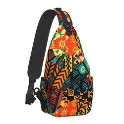 African Ethnic Tribal Style Motive Brusttaschen Crossbody Sling Bag Reise Wanderrucksack Lässiger Schulter-Tagesrucksack für Damen Herren von AOOEDM