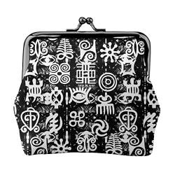 Afrikanische Adinkra Retro-Stil Damen-Leder-Geldbörse, Kleingeldbeutel mit Kiss-Lock-Verschluss, Schnallen-Geldbörse für Mädchen-Geschenk von AOOEDM