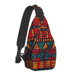Afrikanische ethnische und Stammes-Motive Brusttaschen Umhängetasche Reise-Wanderrucksack Lässiger Schulter-Tagesrucksack für Frauen Männer von AOOEDM