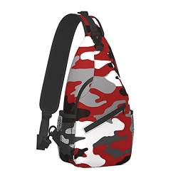 Anti-Diebstahl Sling Chest Bag Schulterrucksack Crossbody Bags Gym Sack Red Camouflage, Leichte Sling Bag für Männer Frauen Reisen Gym Sport Wandern,Einheitsgröße von AOOEDM