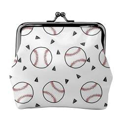 Baseball Sports American Women's Leather Coin Purse, Small Change Pouch with Kiss-Lock Closure Closure Buckle Wallet for Girl Gift von AOOEDM