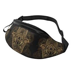 Bauchtasche für Damen Herren Gold Hamsa Hand Boho Chic Mandala Umhängetasche Gürteltasche Sporttasche Handytasche von AOOEDM