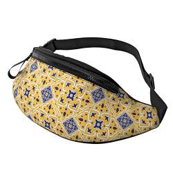 Bauchtasche für Damen Herren Italienische Fliesen mit floralen Ornamenten Umhängetasche Gürteltasche Geldbörse Sporttasche von AOOEDM