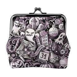 Cartoon Cute Doodle Halloween Damen Leder Geldbörse, Kleingeldbeutel mit Kiss-Lock-Verschluss Schnalle Geldbörse für Mädchen Geschenk von AOOEDM