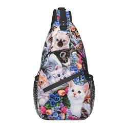 Cat Sling Rucksack Umhängetasche Brusttasche Tagesrucksack Schulterrucksäcke Sporttasche für Wandern Reisen Casual Walking von AOOEDM