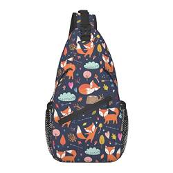 Cute Animal Fox Sling Bag, Crossbody-Rucksack, Schulter-Brusttasche für Damen Herren Outdoor-Reisen Wandern Daypack von AOOEDM