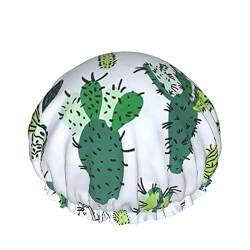 Duschhaube Cactus Wiederverwendbare Badehauben für Frauen, langes Haar, doppelschichtig, wasserdicht, Badehaube, Haarschutz für Kinder, Mädchen, Frauen, 1 Packung von AOOEDM